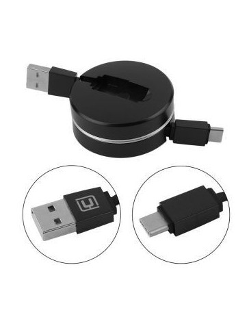 cable de carga retractable creativa línea telefónica de tipo C-Negro - Envío Gratuito