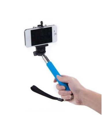 Selfie palillo de mano Monopod obturador incorporado + titular de montaje para Smartphone-Azul - Envío Gratuito