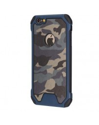TPU cuero de la caja del camuflaje resistente híbrido para el iPhone de Apple 6  6S - Negro Azul - Envío Gratuito
