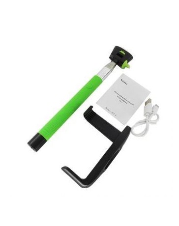 Z07-5 Kjstar Palo extensible bluetooth portátil antideslizante universal para selfie con disparador integrado-Verde - Envío Grat