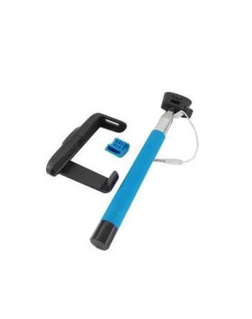 Extensible Telescópico Palo Selfie Stick con Cable para Android iPhone Samsung-Azul - Envío Gratuito