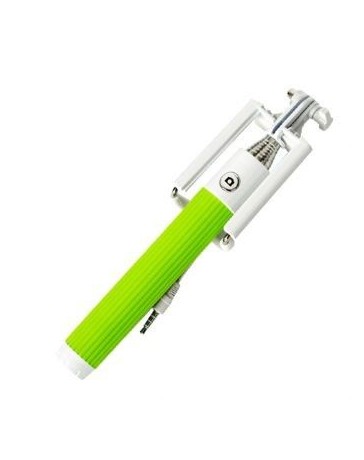 Mini plegable Palo Selfie Cable 3.5mm Jack para iPhone Samsung-Verde - Envío Gratuito