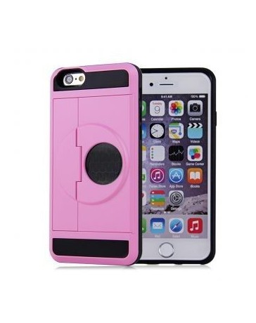 ranura del sostenedor de la tarjeta de crédito que lleva la caja protectora para el iPhone 7 Plus (rosa) - Envío Gratuito