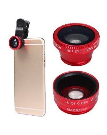 LIEQI LQ-011 3 in 1 180 Degree Fisheye Macro 0.65X Wide Angle Clip-on Lens - Envío Gratuito