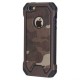 armadura de plástico y caja de camuflaje resistente híbrido TPU de cuero para Apple iPhone 6  6S Plus - Negro Marrón - Envío Gra