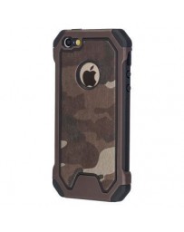 armadura de plástico y caja de camuflaje resistente híbrido TPU de cuero para Apple iPhone 6  6S Plus - Negro Marrón - Envío Gra