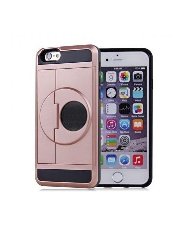 ranura del sostenedor de la tarjeta de crédito que lleva la caja protectora para el iPhone 7 Plus (Rosegold) - Envío Gratuito