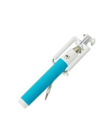 Mini plegable Palo Selfie Cable 3.5mm Jack para iPhone Samsung-Azul - Envío Gratuito