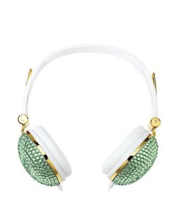 Audífonos Over-Ear Headphones Artificial Crystal Rhinestone Bling Verde. - Envío Gratuito