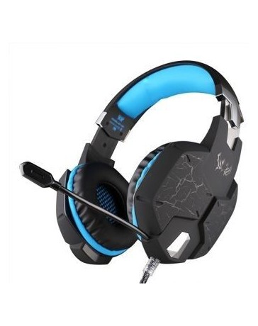 auriculares con micrófono se enciende  LED para PC Gamer (Negro + azul) - Envío Gratuito