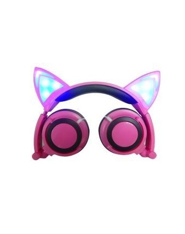 Plegable Creativo Oreja de Gato Estéreo Auriculares con LED Brillante Luces para Ordenador Portátil Computadora - Envío Gratuito