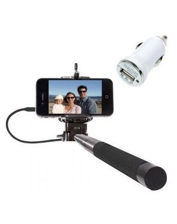 Brazo Extendible con Cable Selfie Stick Monopod para Iphone y Android-Negro - Envío Gratuito