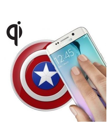 Cargador Inalámbrico Qi Capitan America Samsung S6, S6 Edge, Note 5, Nexus, etc. - Envío Gratuito