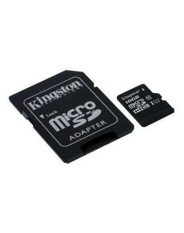 Kingston Memoria Flash, 16GB microSDHC UHS-I Clase 10, con Adaptador SD - Envío Gratuito