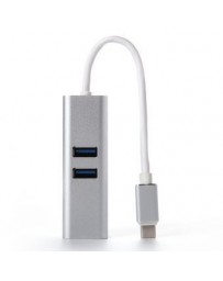 HUB Adaptor de Cargador de Tipo-C 2 Puertos de Carga de USB 3.0 para iPhone 66S Samsung Plateado - Envío Gratuito