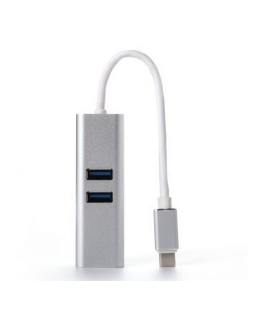 HUB Adaptor de Cargador de Tipo-C 2 Puertos de Carga de USB 3.0 para iPhone 66S Samsung Plateado - Envío Gratuito