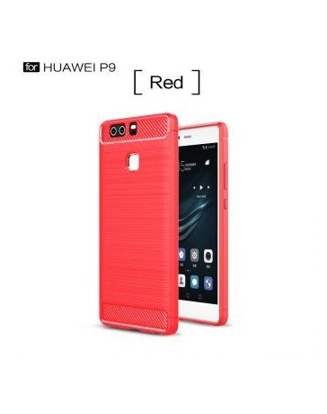 Popsky Fibra De Carbono Monedero Caso Para Huawei P9 (Rojo) - Envío Gratuito