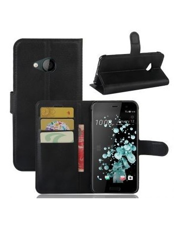 PopSKy Monedero Caso Con Cover HTC U PLAY (Negro) - Envío Gratuito