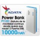 ADATA Cargador portátil power bank batería de respaldo, Modelo ADATA PT100 blanco con azul, 10000 mah - Envío Gratuito