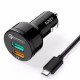 Cargador de Auto Aukey CC-T7 Doble Puerto Usb con Carga Rápida 3.0 -Negro - Envío Gratuito