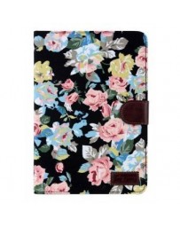 Louiwill Negro Funda Carcasa Case De Cuero Tirón De Cartera De Tela De La Flor TPU+PU Para IPad - Envío Gratuito