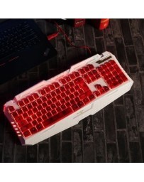 Teclado retroiluminado ergonómico USB con cable Gamer LED de juegos de teclado de calidad Blanco + rojo - Envío Gratuito