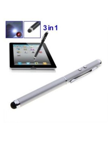 Láser rojo estilo fresco pantalla táctil Stylus + Pointer + LED Flashlight_-SILVER - Envío Gratuito
