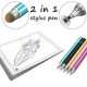 2en1 universal de punta fina pluma lápiz táctil para Apple iPad iPhone Samsung-negro - Envío Gratuito