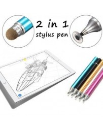 2en1 universal de punta fina pluma lápiz táctil para Apple iPad iPhone Samsung-plata - Envío Gratuito