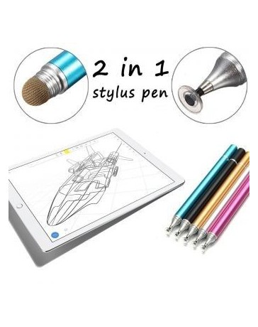 2en1 universal de punta fina pluma lápiz táctil para Apple iPad iPhone Samsung-plata - Envío Gratuito
