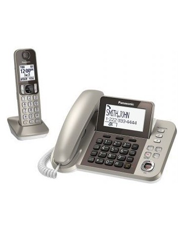 Reacondicionado Telefono Fijo Panasonic con 1 Extensión Inalámbrica KX-TGF350N-Champaña Oro - Envío Gratuito