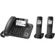 Reacondicionado Telefono Fijo Panasonic con Extensiones Inalámbricas KX-TGF382-Metalico Negro - Envío Gratuito