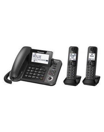 Reacondicionado Telefono Fijo Panasonic con Extensiones Inalámbricas KX-TGF382-Metalico Negro - Envío Gratuito