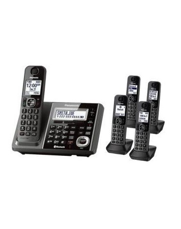 Reacondicionado Teléfono Inalámbrico Quintuple Panasonic KX-TG585 Bluetooth Respaldo-Negro - Envío Gratuito