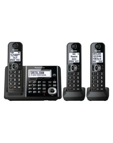 Reacondicionado Teléfono Inalámbrico Triple Panasonic KX-TGF343B Baby Monitor Respaldo-Negro - Envío Gratuito