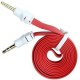 1m Red 3.5mm Macho A Macho De Extensión Plana Fideos Audio AUX Cable Adaptador - Envío Gratuito