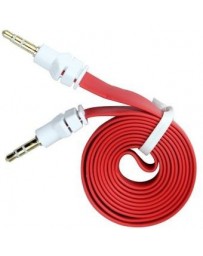 1m Red 3.5mm Macho A Macho De Extensión Plana Fideos Audio AUX Cable Adaptador - Envío Gratuito