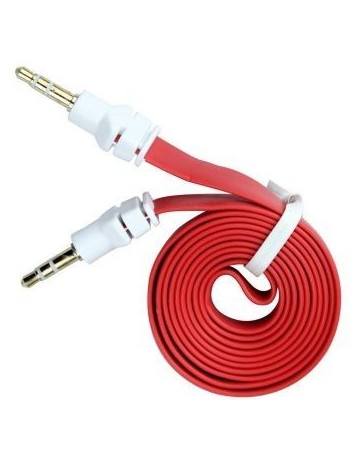 1m Red 3.5mm Macho A Macho De Extensión Plana Fideos Audio AUX Cable Adaptador - Envío Gratuito