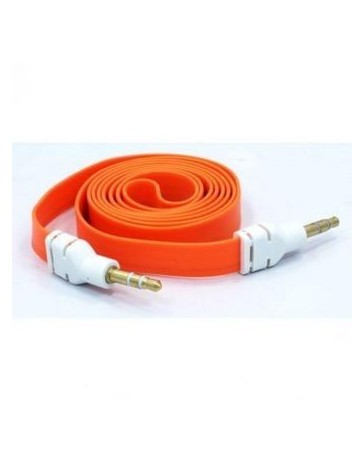 1m Naranja 3,5 Mm Macho A Macho De Extensión Plana Fideos Audio AUX Cable Adaptador - Envío Gratuito