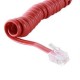 GJ11 Cabeza De Cristal Cinturón Terminado En Espiral Cable Del Auricular Del Teléfono, Rojo - Envío Gratuito