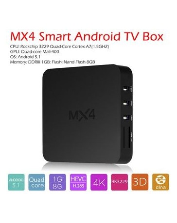 MX4 Android TV Box RK3229 Quad-core 1G 8G XBMC DLNA UHD 4K 3D H.265 WiFi HD Media - Envío Gratuito