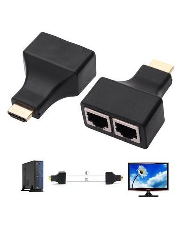 Nueva Moda 30M Doble RJ45 CAT5E CAT6 1080p HDMI Extender Repetidor HDMI Para PS3 HDTV HDPC STB - Envío Gratuito