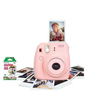 Cámara Instax Mini 8 Rosa Rosa + Rollo de 10 - Envío Gratuito