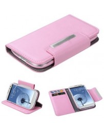 Funda Cartera Piel Galaxy SIII Rosa Broche Metalico - Envío Gratuito