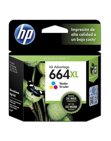 Cartucho de Tinta HP 664XL Tricolor, Modelo, F6V30AL. - Envío Gratuito