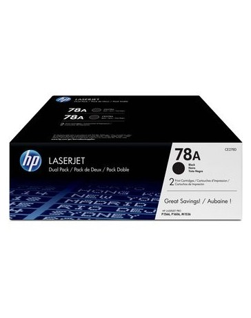 Paquete de 2 cartuchos originales de tóner negro HP 78A LaserJet. - Envío Gratuito