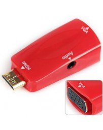 Adaptador HDMI Mini A VGA Y Adaptador De Audio-Rojo. - Envío Gratuito