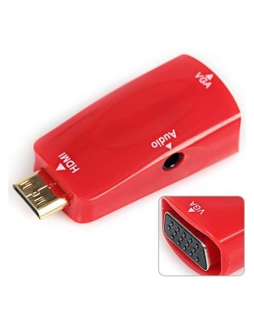 Adaptador HDMI Mini A VGA Y Adaptador De Audio-Rojo. - Envío Gratuito