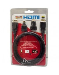 Cable Hdmi Con Adaptadores 3 En 1 De 1.5 M - Envío Gratuito