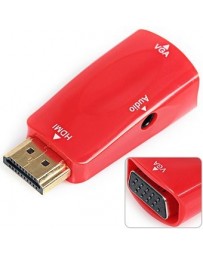 Adaptador HDMI A VGA Y Adaptador De Audio-Rojo. - Envío Gratuito
